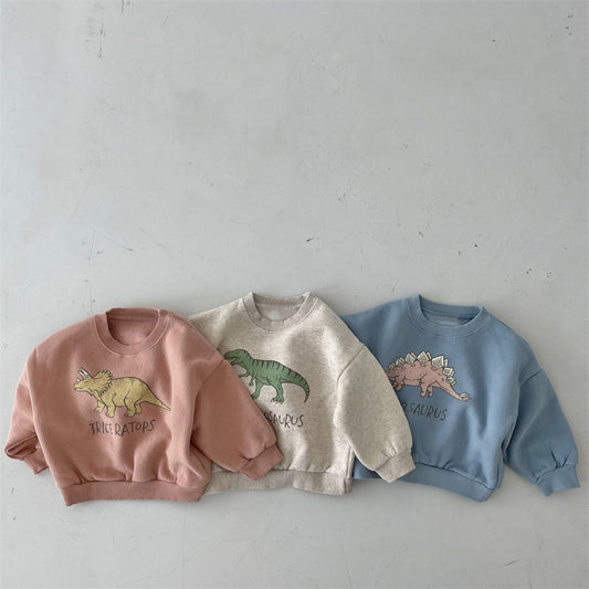 Kids Dinosaur Fleece Pullover Sweater – Soft Cotton Top