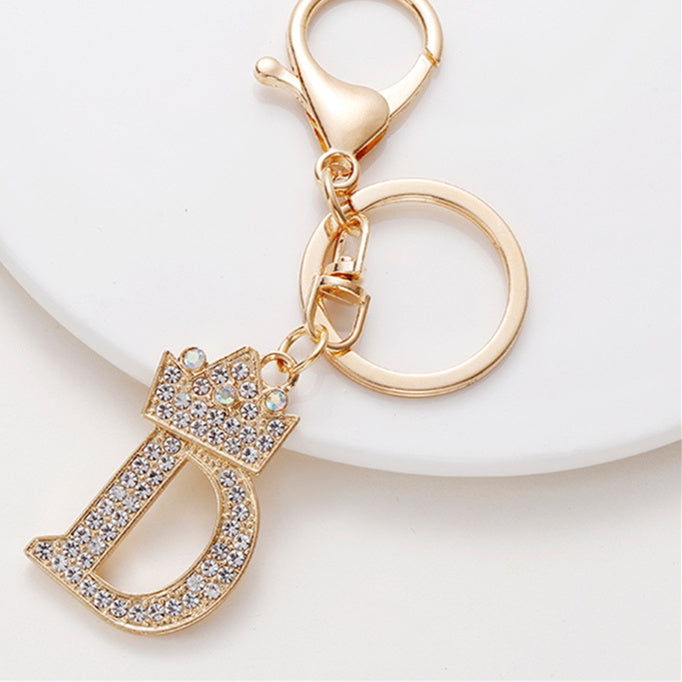 Crystal Crown Initial Letter Keychain A-Z
