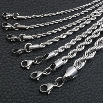 Stainless Steel Twist Chain Titanium Steel Necklace For Men And Women