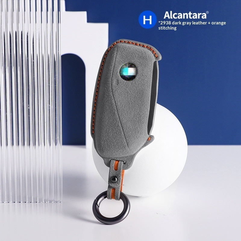 Suede Car Key Case with Keyring | BMW X5 X3 Key Cover
