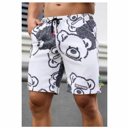 Men's Bear Print Beach Shorts