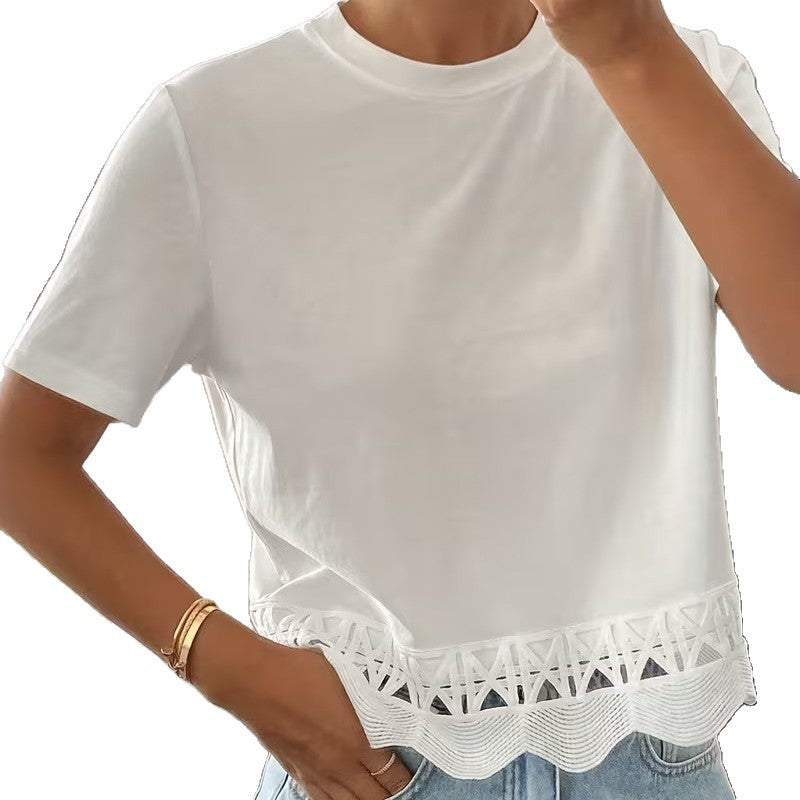Women's Hollow-Out Cutout Short-Sleeve Top