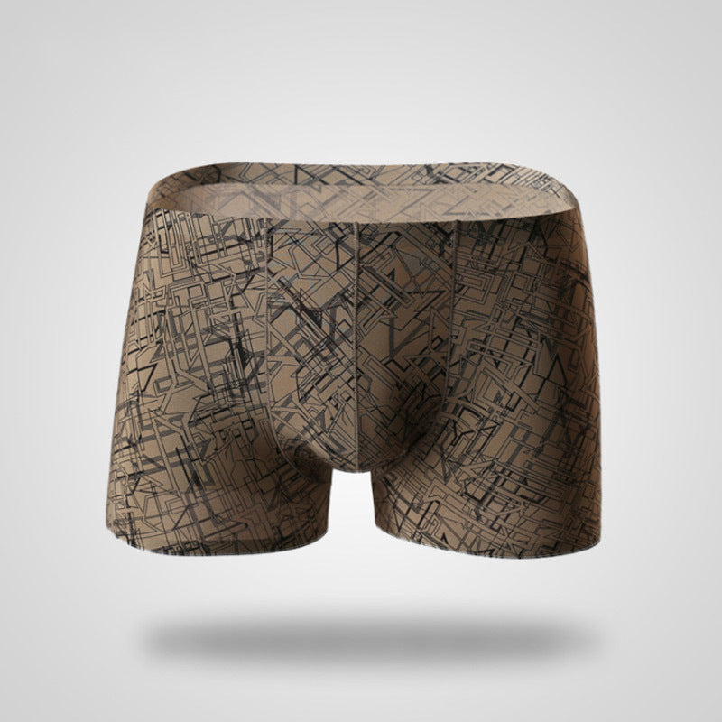 Men's Ice Silk Nylon Boxer Briefs – Mid-Waist Spandex Crotch Lining