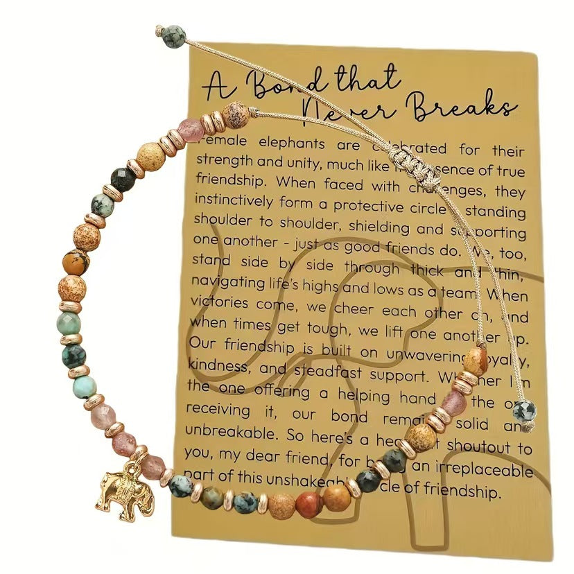 Natural Stone Heart Pendant Bracelet | Hand-Woven Turquoise & Gold Bead Wax Cord