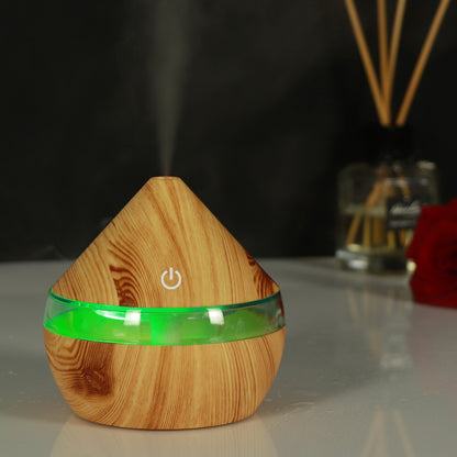 Mini Desktop Pyramid Humidifier – USB Ultrasonic with Timer | Wood Grain