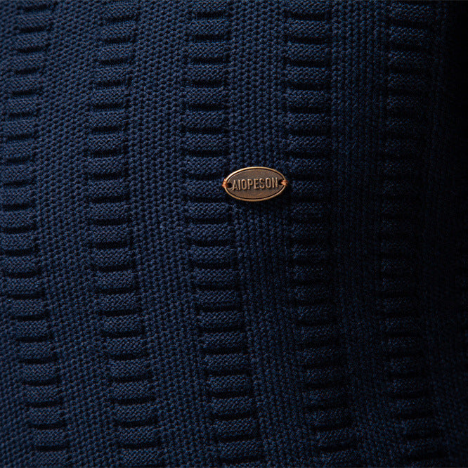 Men's Striped Jacquard Half-Zip Sweater | Stand Collar