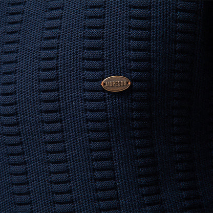 Men's Striped Jacquard Half-Zip Sweater | Stand Collar