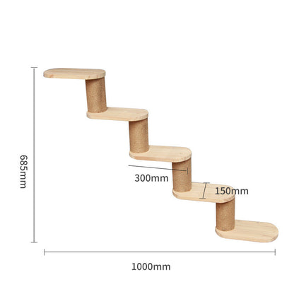 Modular Wall-Mounted Cat Climbing Frame – Solid Wood Shelves & Platforms