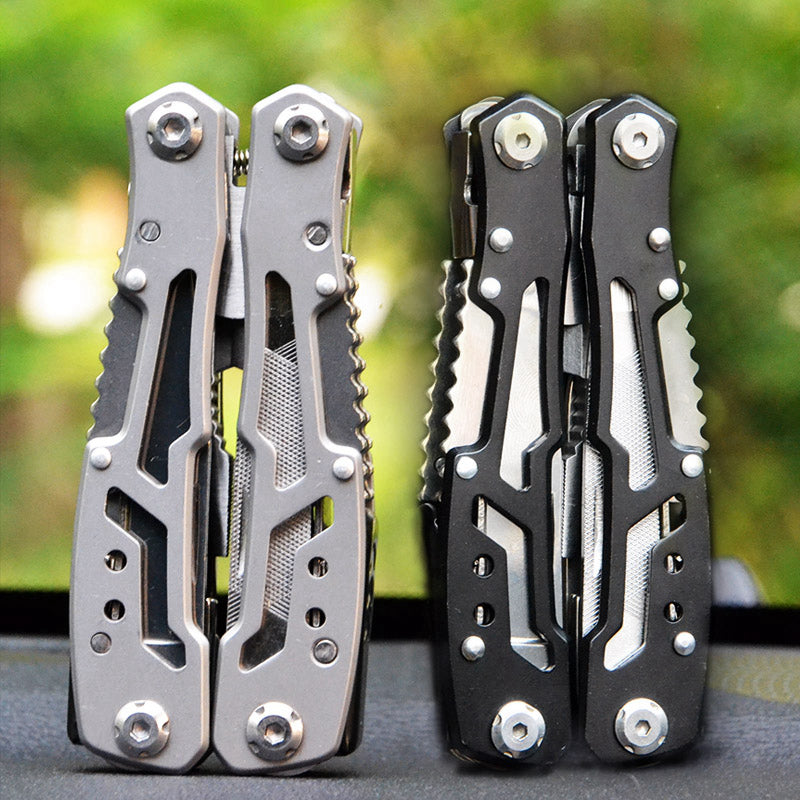 14-in-1 Multi-Tool Folding Pliers – 420 Steel EDC Pocket Tool Black & Silver Grey