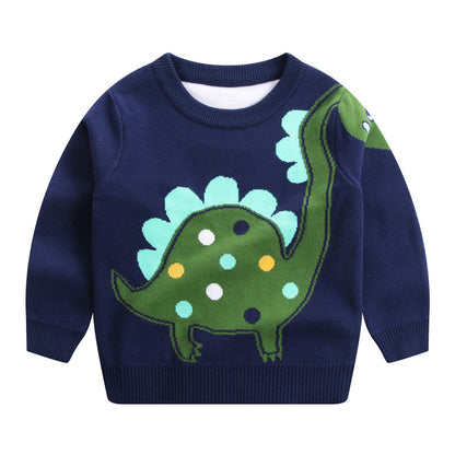 Boys' Cotton Dinosaur Print Sweatshirt | Long Sleeve Kids Top