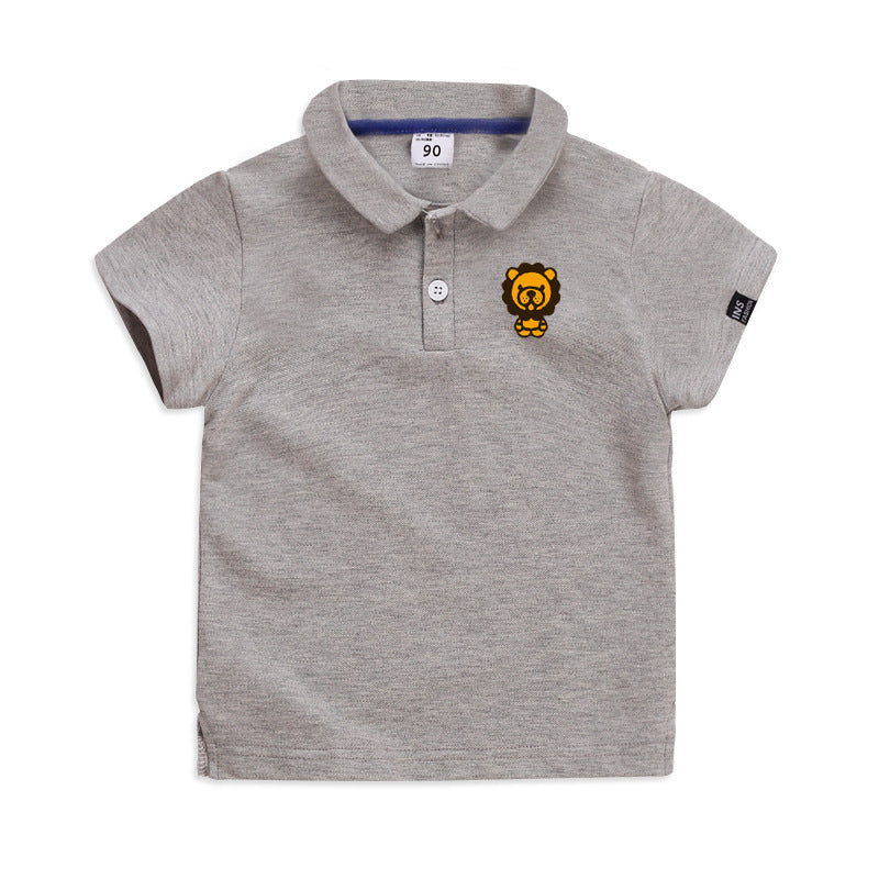 Children's Solid Colour Polo T-Shirt | Cotton Lapel Short Sleeve