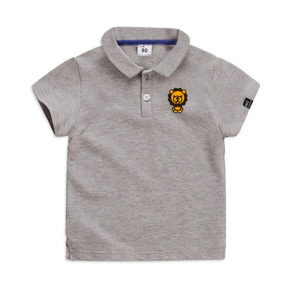 Children's Solid Colour Polo T-Shirt | Cotton Lapel Short Sleeve