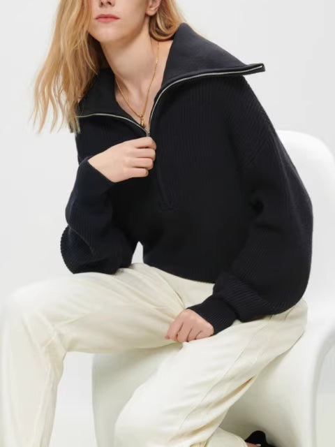 Crew Neck Wool Blend Sweater | Women's Knitwear