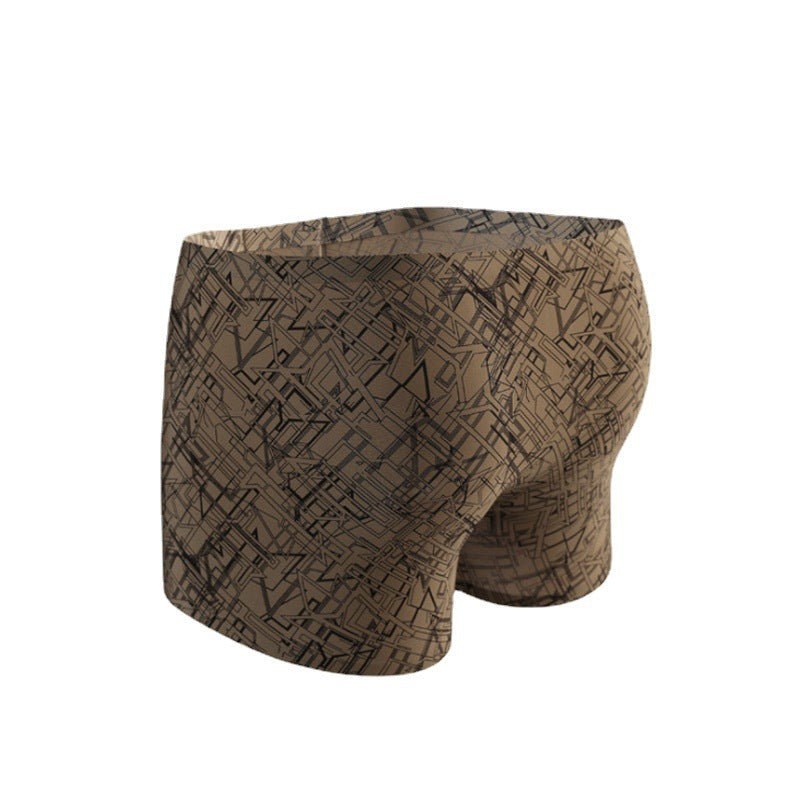 Men's Ice Silk Nylon Boxer Briefs – Mid-Waist Spandex Crotch Lining