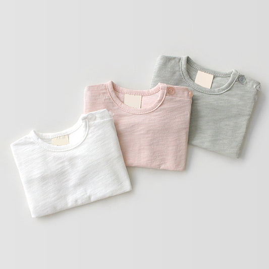 Baby Cotton Plain Short Sleeve T-Shirt – Soft Moisture-Wicking Top