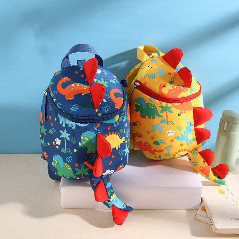 Children's Cartoon Dinosaur Backpack with Anti-Lost Rope Ages 1-6