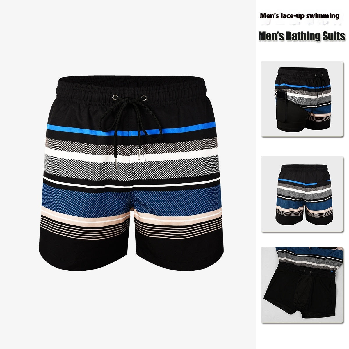 Men's Double-Layer Swimming Trunks | Lined Board Shorts S-XXL