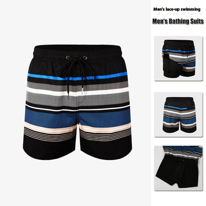 Men's Double-Layer Swimming Trunks | Lined Board Shorts S-XXL