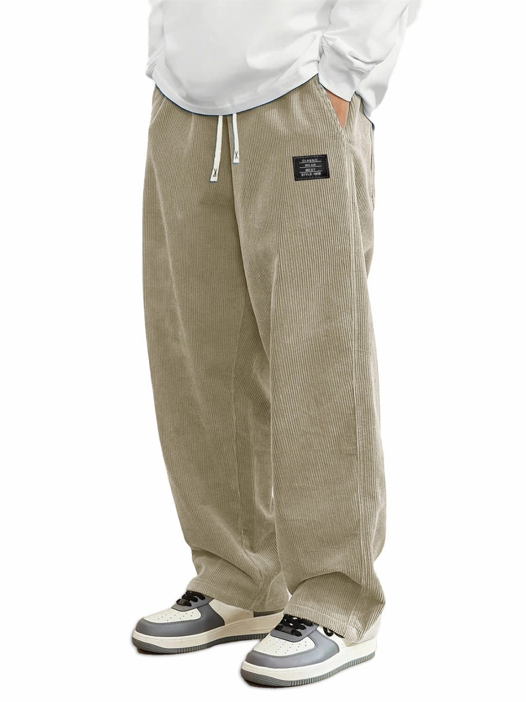 Men's Corduroy Straight-Leg Trousers with Belt | 10 Colours S-5XL