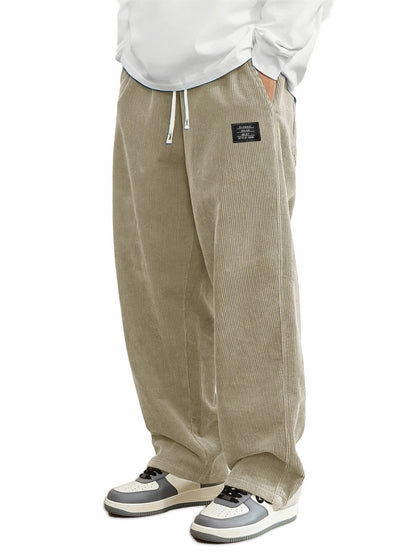 Men's Corduroy Straight-Leg Trousers with Belt | 10 Colours S-5XL