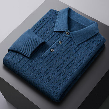 Men's Jacquard Knit Polo Sweater | Viscose Blend