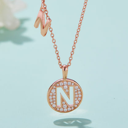 S925 Silver Moissanite Initial N Pendant Necklace