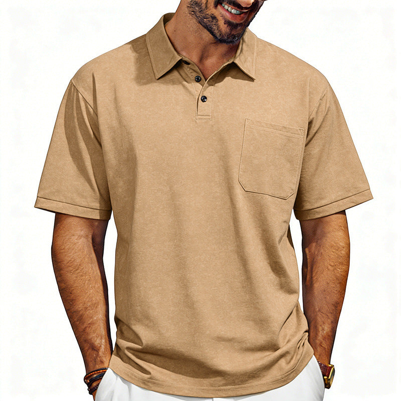 Men's Distressed Lapel Polo Shirt | Loose Fit Short Sleeve