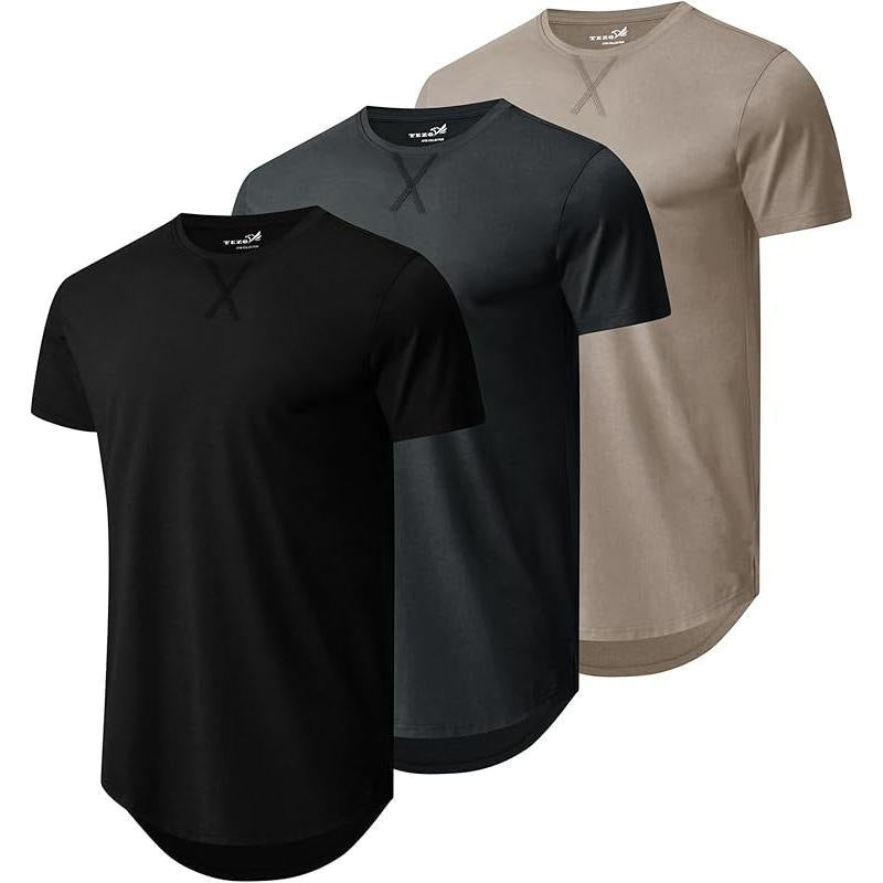 Men's Printed Mesh Cotton Blend T-Shirt - Loose Fit Crew Neck 14 Colours S-3XL