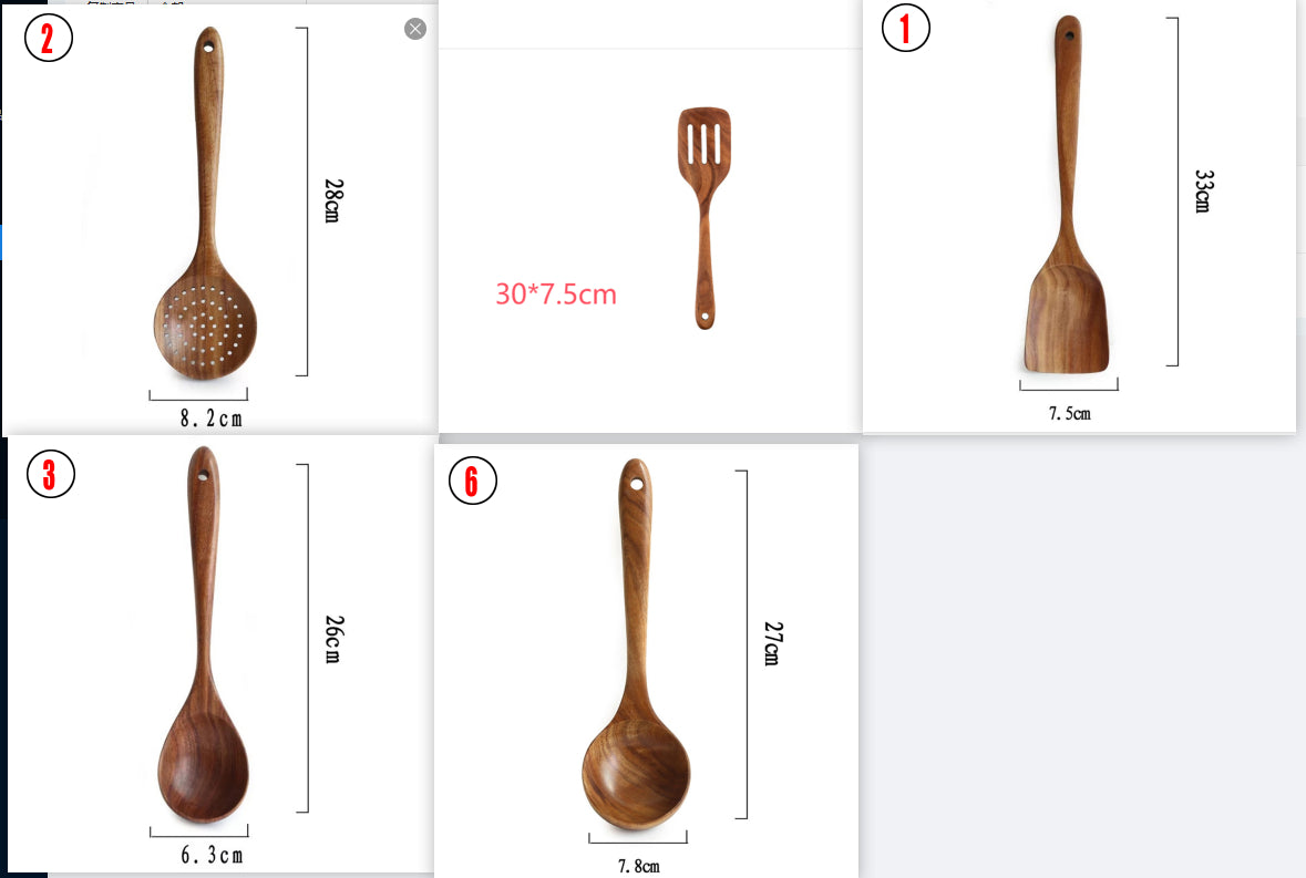 Natural Wood Kitchen Utensil Set