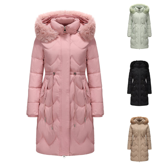 Women's Faux Fur Collar Padded Coat | Mid-Length Winter Coat