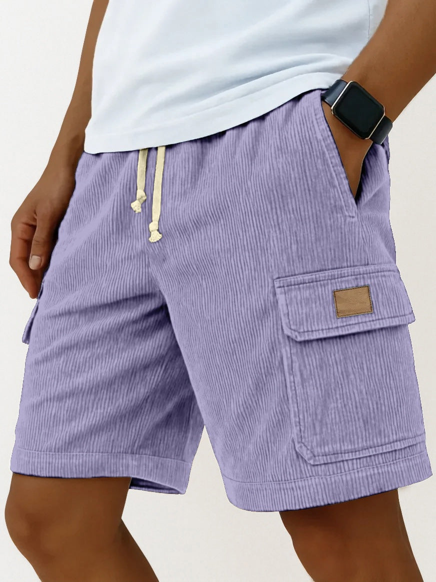 Men's Corduroy Cropped Shorts | Drawstring Side-Pocket S-5XL