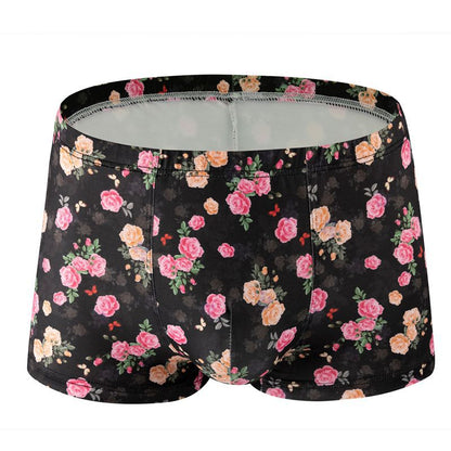 Men's Printed Milk Silk Boxer Briefs – 12 Designs Breathable Low-Waist