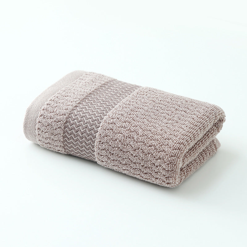 Jacquard Water Pattern Cotton Bath Towel | Thickened | Khaki, Green & Beige