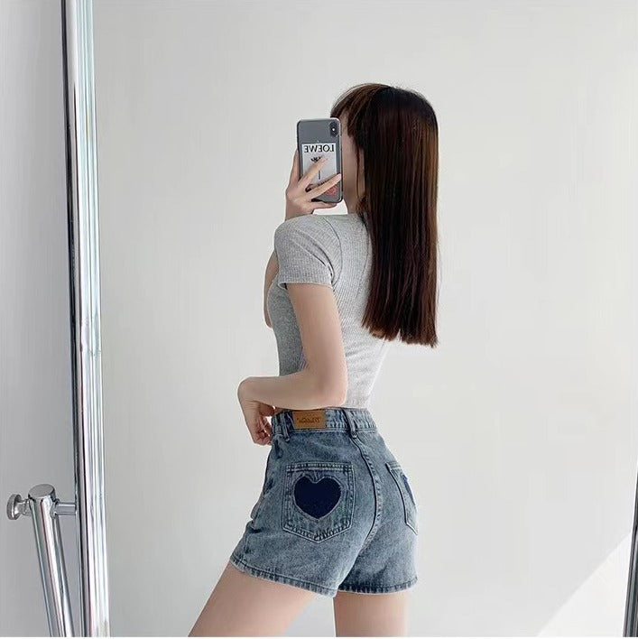 High Waist A-Line Denim Shorts | Wide Leg | Blue | Sizes S-XL