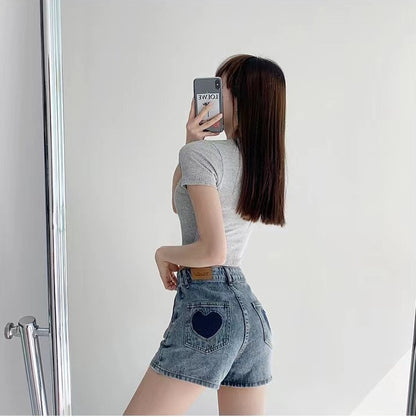 High Waist A-Line Denim Shorts | Wide Leg | Blue | Sizes S-XL