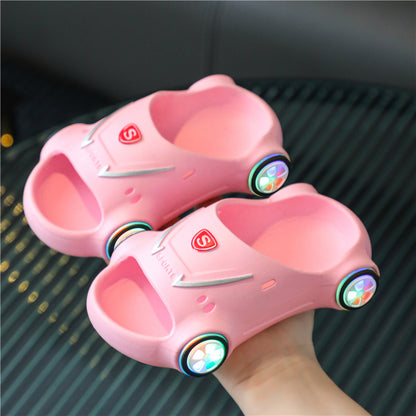 Kids' Light-Up Cartoon Car Slippers – Luminous & Anti-Slip