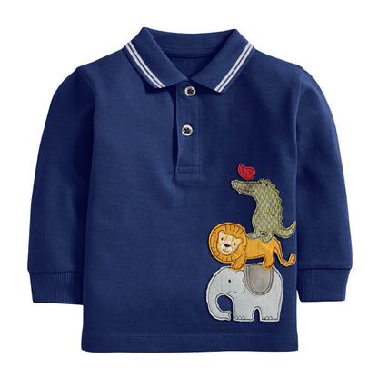 Boys' Animal Print Short Sleeve T-Shirt | 100% Cotton, Cartoon Design