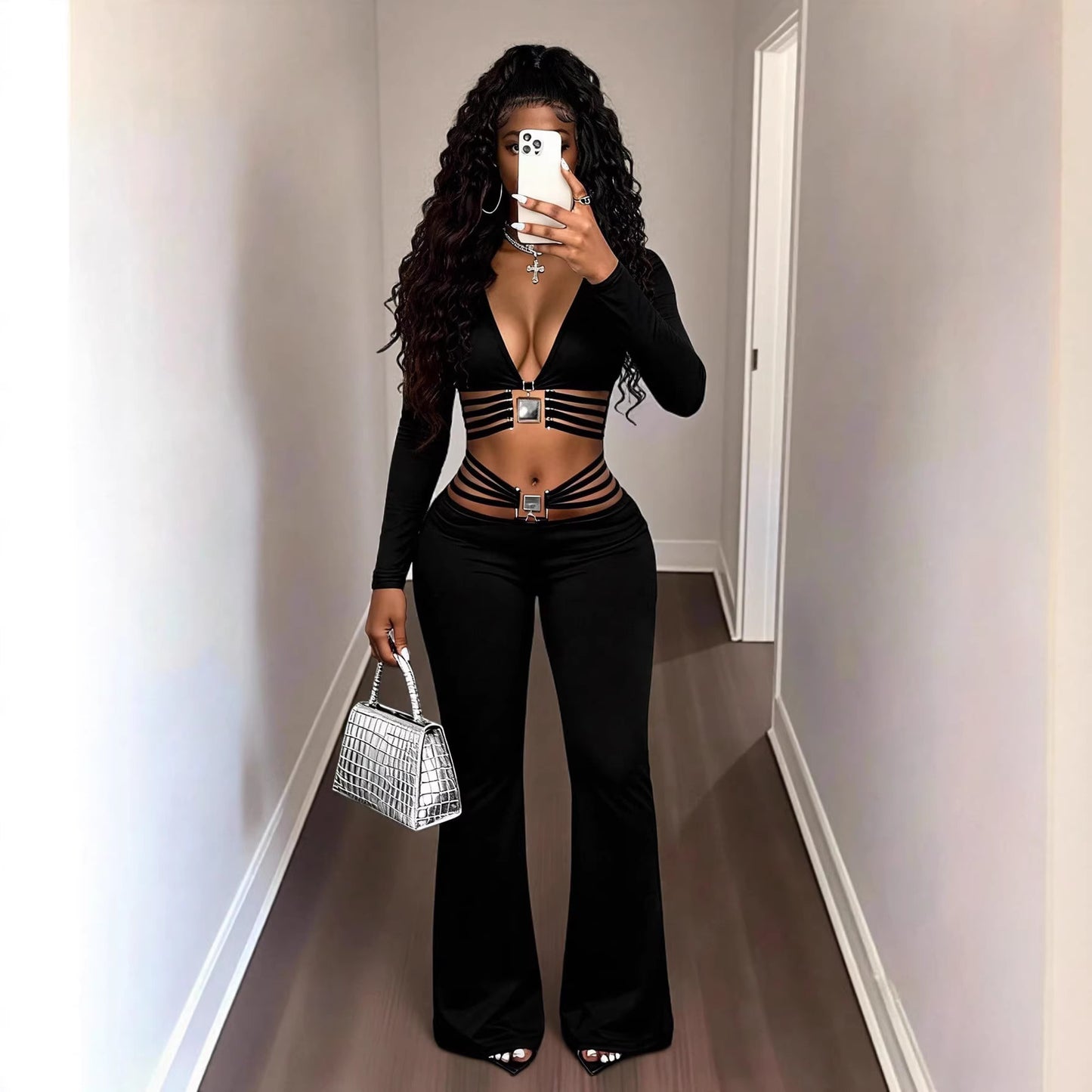 Women's Pleated Flared Trousers