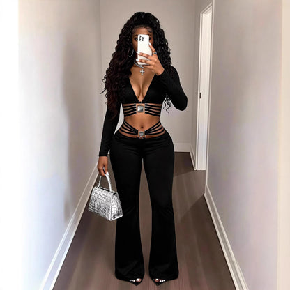 Women's Pleated Flared Trousers