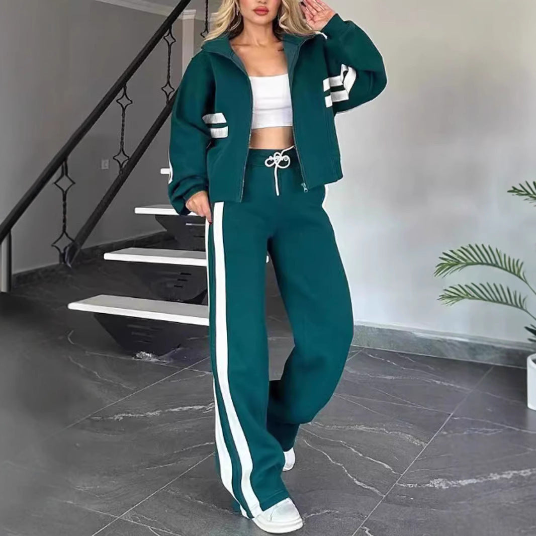Women's Striped Zip Jacket & Trouser Co-ord Set | S-5XL | 5 Colours