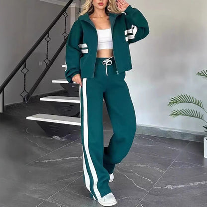 Women's Striped Zip Jacket & Trouser Co-ord Set | S-5XL | 5 Colours
