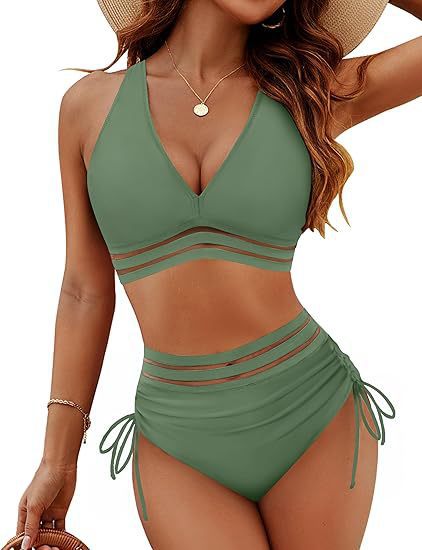 Women's High Waist Bikini Set | Cut Out Two-Piece Swimwear S–5XL