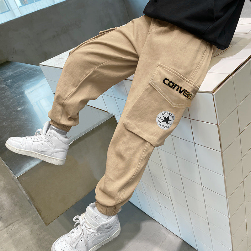 Boys Cotton Cargo Trousers | Multi-Pocket Casual Pants | Heights 110-170cm