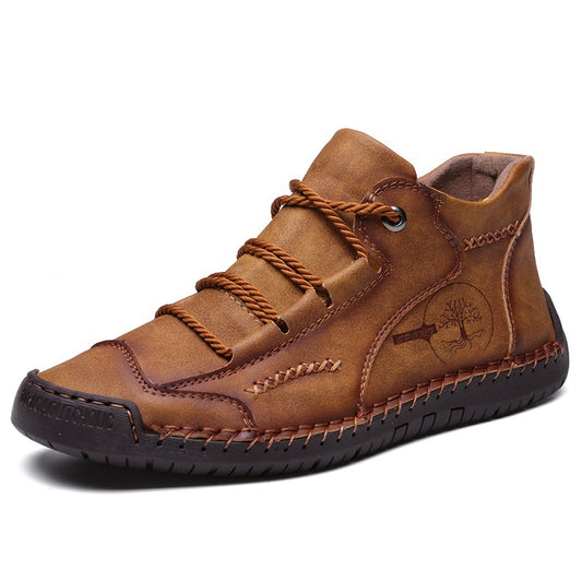 Men's Cowhide Leather Mid-Top Boots | Lace-Up Work Boots