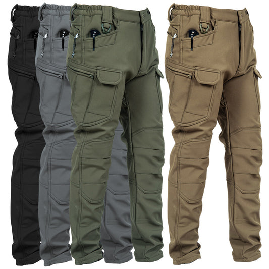 Men's Soft Shell Tactical Trousers | Fleece-Lined Waterproof Outdoor Pants
