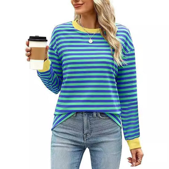 Women's Striped Colour Block Pullover Sweatshirt | S-2XL | 9 Colours