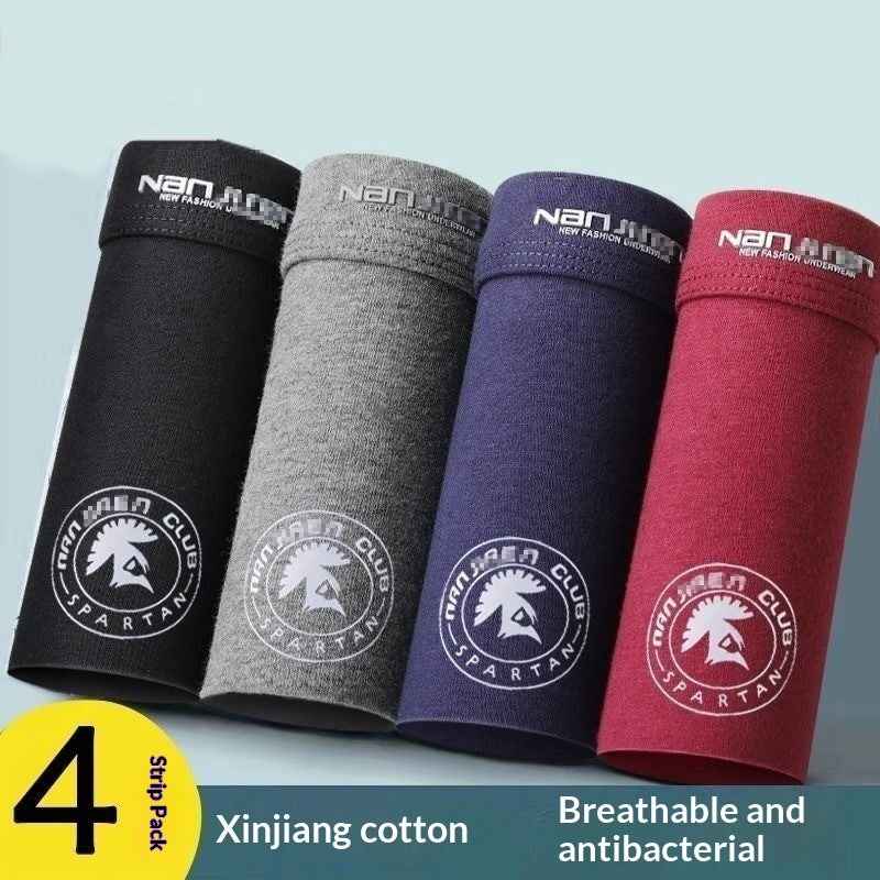 Men’s Cotton Boxer Briefs – Pack of 4 Breathable Printed Underwear
