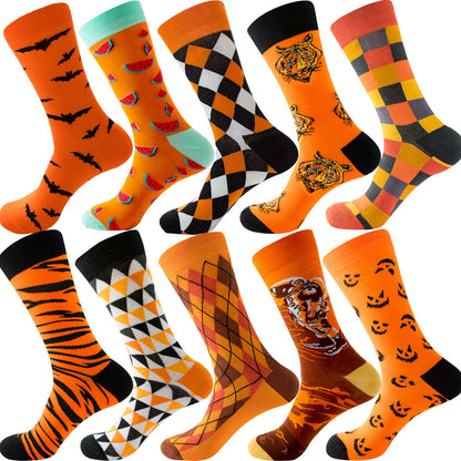 Men's Cotton Socks – 10 Pairs Mid-Calf Patterned Socks EU 39-45 23 Designs