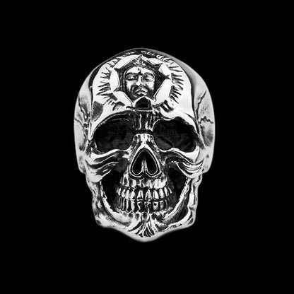 Men's Titanium Steel Skull Ring – Silver Punk Personality Statement Band