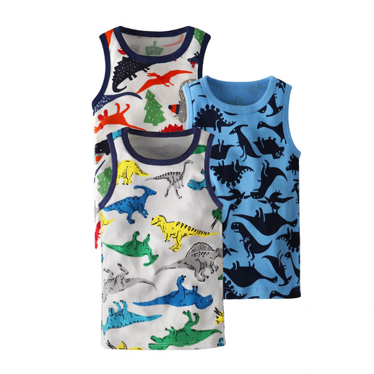 Children's Cartoon Print Knitted Vest | Sleeveless Cotton Top Ages 3–8